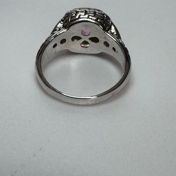 925 Cushion Checkerboard Cut Pink Morganite Ring - Picture 6 of 7